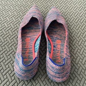 Rothy's Turquoise Pink Point Flat Retired Style